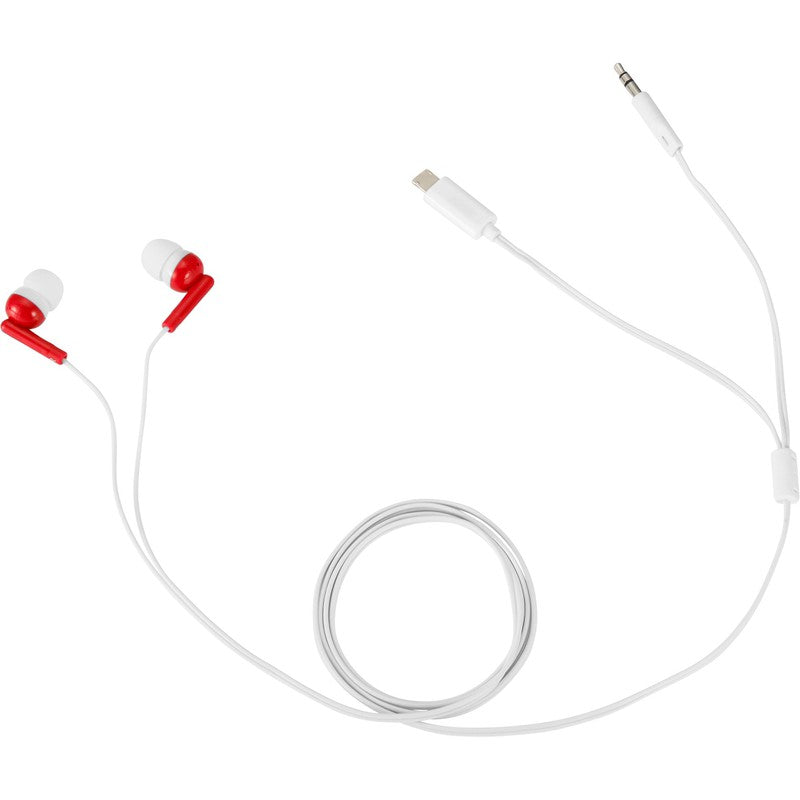 NEW Wired Earbuds with Multi-Tips - RED