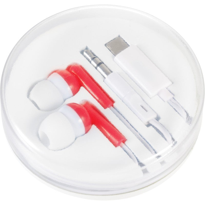 NEW Wired Earbuds with Multi-Tips - RED