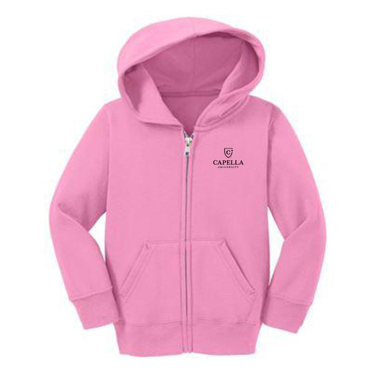 Port & Company® Toddler Core Fleece Full-Zip Hooded Sweatshirt-PINK