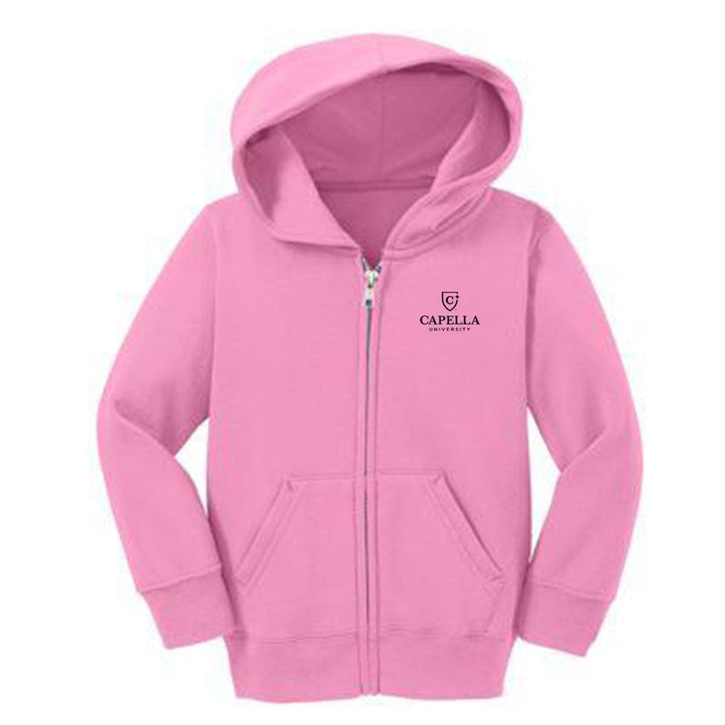 Port & Company® Toddler Core Fleece Full-Zip Hooded Sweatshirt-PINK