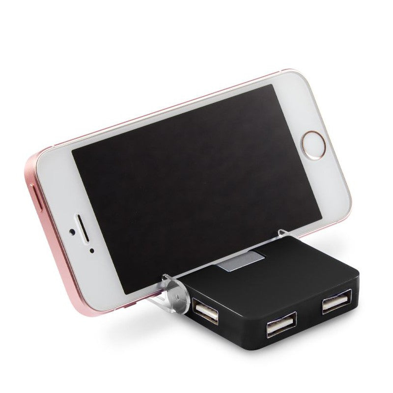 CAPELLA 4-PORT USB HUB WITH PHONE HOLDER - BLACK