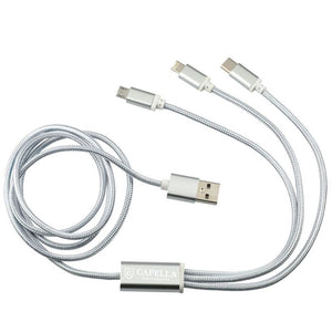 Realm 3-in-1 Long Charging Cable - Silver